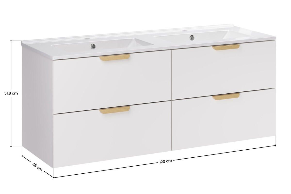 BADMÖBEL-SET 3 Teile - Aster White A BM420 in Weiß/Matt - Weiß, Holz (120/50/46cm)