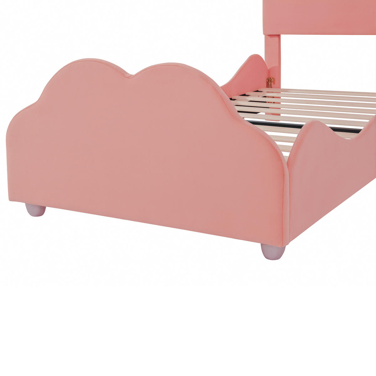 KINDEREINZELBETTEN aus Samt 90x200 cm in Rosa mit Rausfallschutz - Rosa, Textil (90/200cm) - Modfu