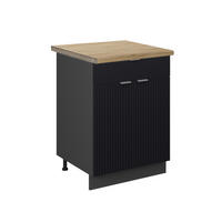 KÜCHENUNTERSCHRANK Fame-Line, Schwarz gestreift, 60 cm mit Schublade, AP Eiche - Anthrazit/Schwarz, Holzwerkstoff (60/82/60cm) - Vicco