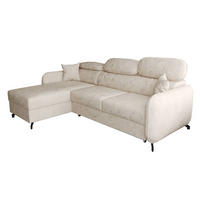 ECKSOFA L Form Ribella 5 Creme 265/180/100 cm Links mit Schlaffunktion - Beige/Schwarz, Textil/Metall (180/265cm) - AX Living