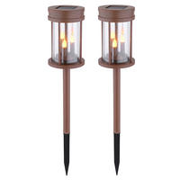 LED SOLARLEUCHTE Feuer-Effekt Rostoptik Braun 2er Set - Braun, Kunststoff (12/12/60cm) - Globo Lighting