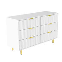 KOMMODE DE-38197 120/40/72 cm mit 6 Schubladen Weiß/Gold - Weiß, Holzwerkstoff (120/72/40cm) - ComfortXL