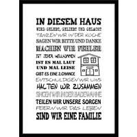 BILD mit Rahmen 51x71 cm Spruch: Hausregeln Familie - Weiß, Holz (51/71cm) - artissimo
