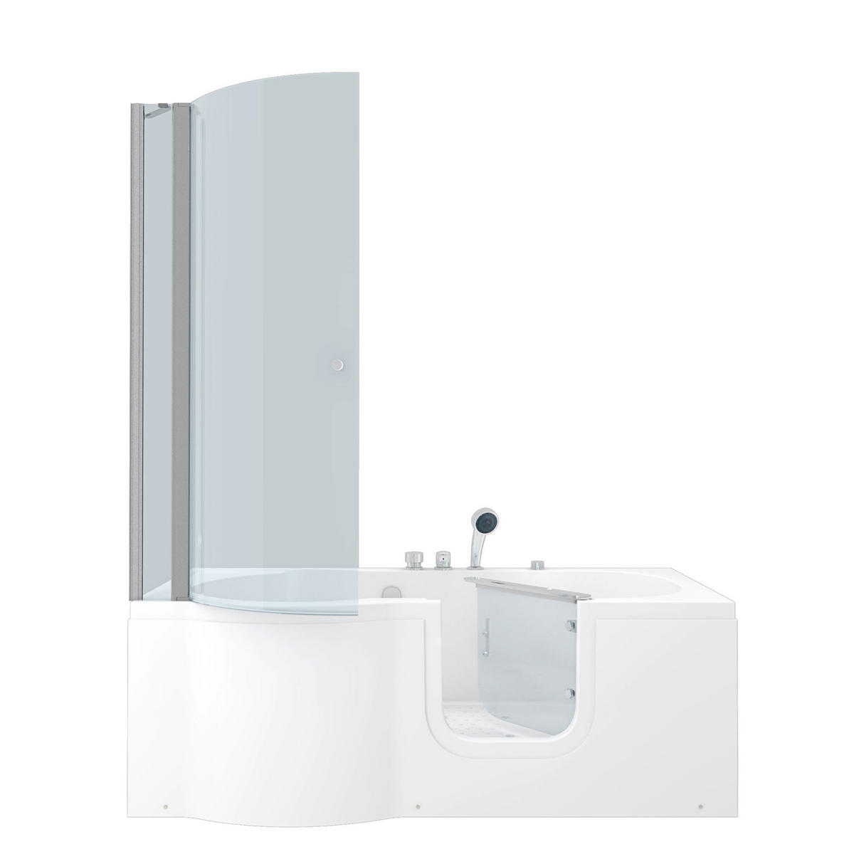 SENIORENDUSCHE SitzwanneTür S12D-EH-AIR-R-EC 85x170 cm - Weiß, Glas/Kunststoff (170/200/85cm) - AcquaVapore by Sandra Jentho