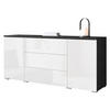 SIDEBOARD Vera 150 - Weiß Hochglanz/Grau, Holzwerkstoff (150/66/40cm) - MIRJAN24