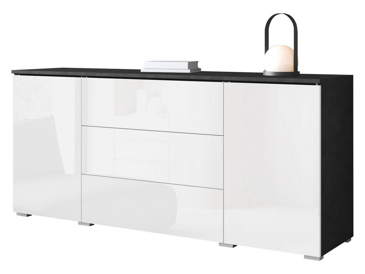 SIDEBOARD Vera 150 - Weiß Hochglanz/Grau, Holzwerkstoff (150/66/40cm) - MIRJAN24