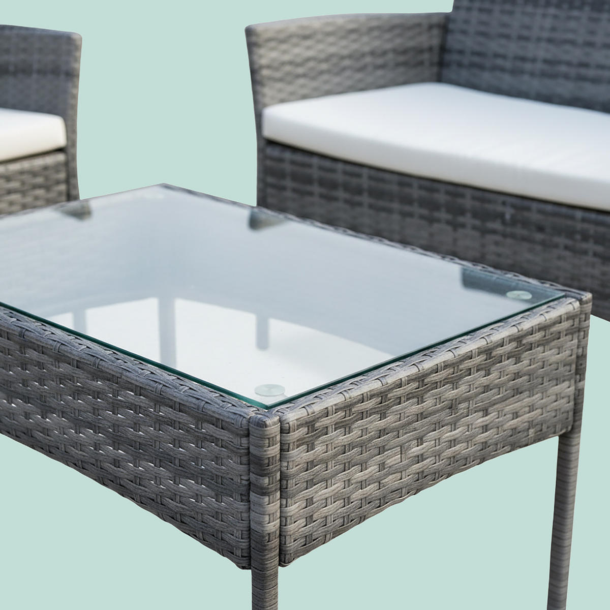 4-TLG.GARTENMÖBEL-SET - Grau, Glas/Kunststoff - Relaxdays