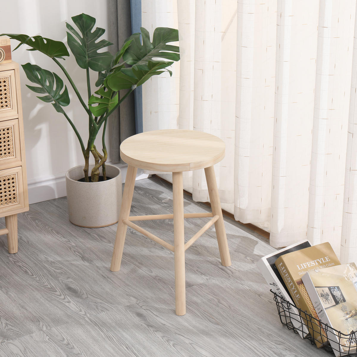 HOCKER Kieferholz Braun - Braun, Holz (31/45.5/31cm) - Nordlys