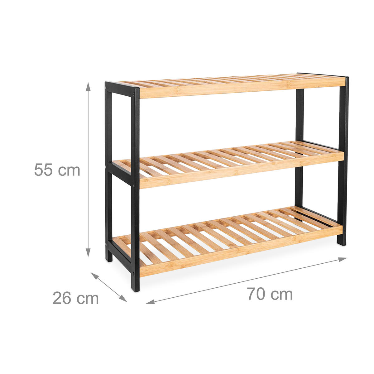 SCHUHREGAL - Schwarz, Holz (70/55/26cm) - Relaxdays
