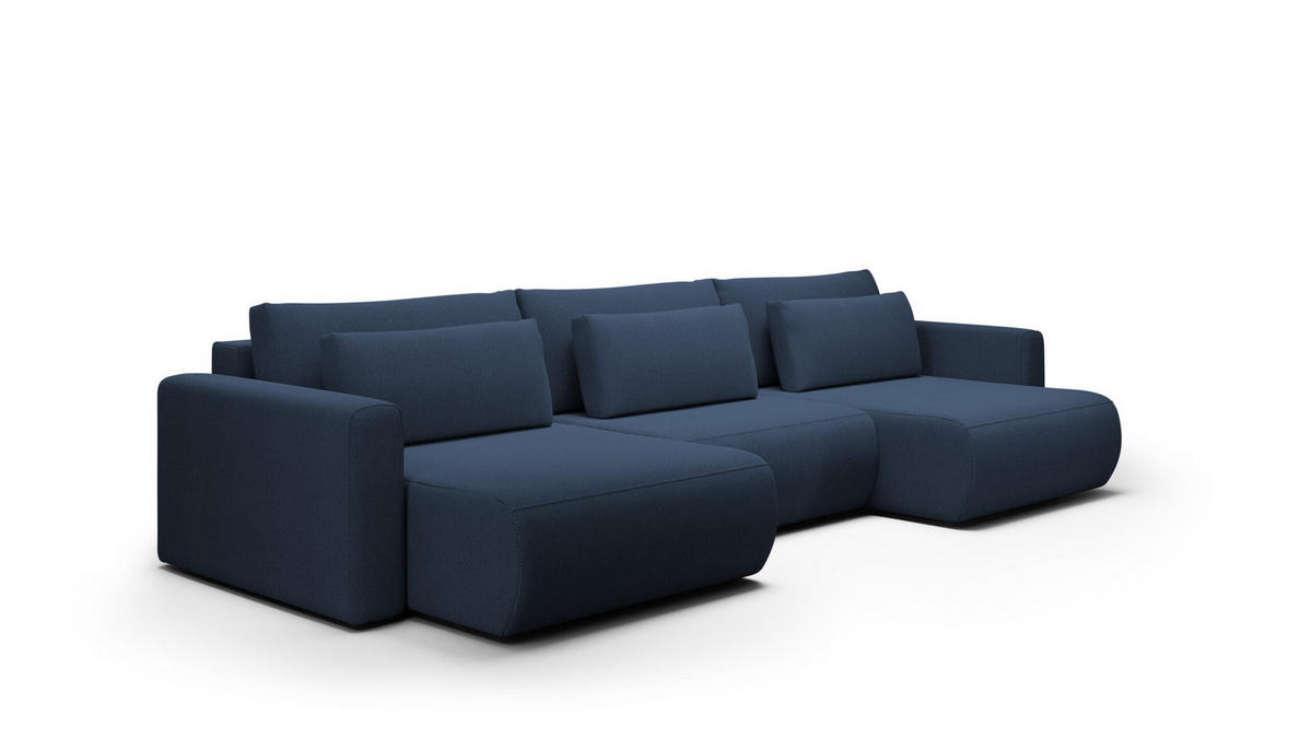 ECKSOFA mit Schlaffunktion U Blau - Blau, Textil (340/149cm) - Furnisell