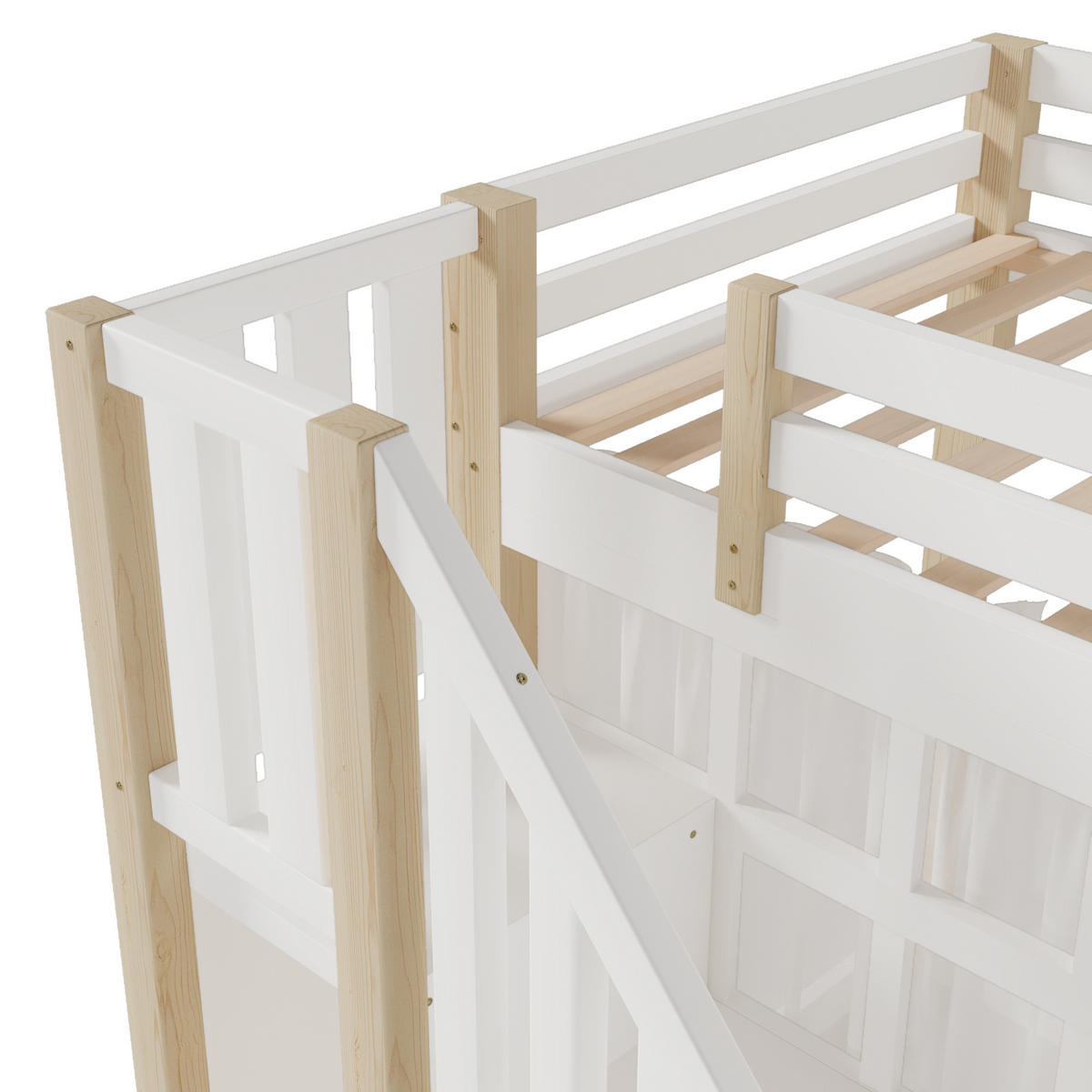 HOCHBETT 90/200 cm DE-04502, mit LED, Fensterform und Ablageleiter in Weiß/Natur - Weiß/Naturfarben, Holz/Holzwerkstoff (90/200cm) - ComfortXL