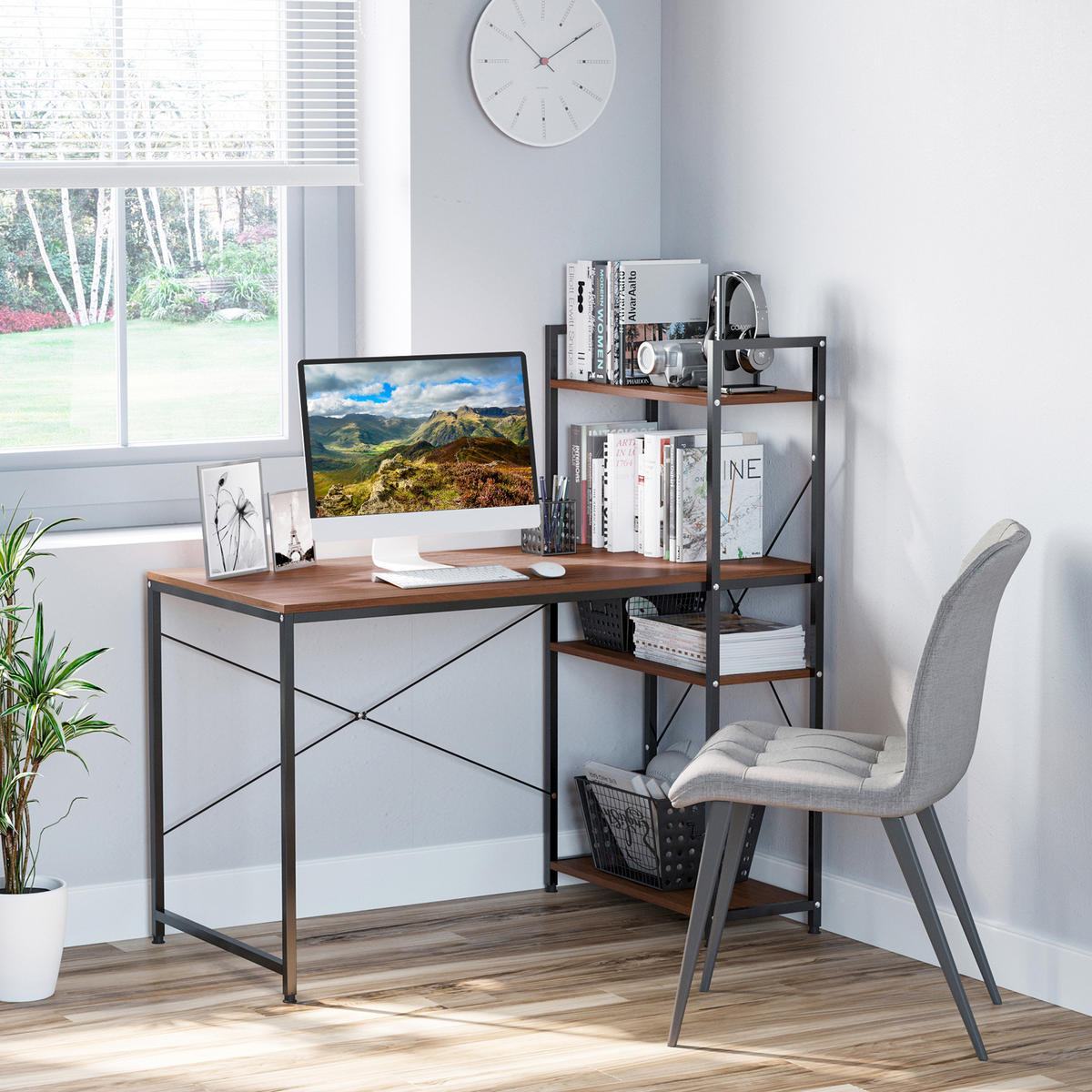 BÜROTISCH Braun, Schwarz 1 Stück - Braun, Holzwerkstoff (64/121/120cm) - GiPP