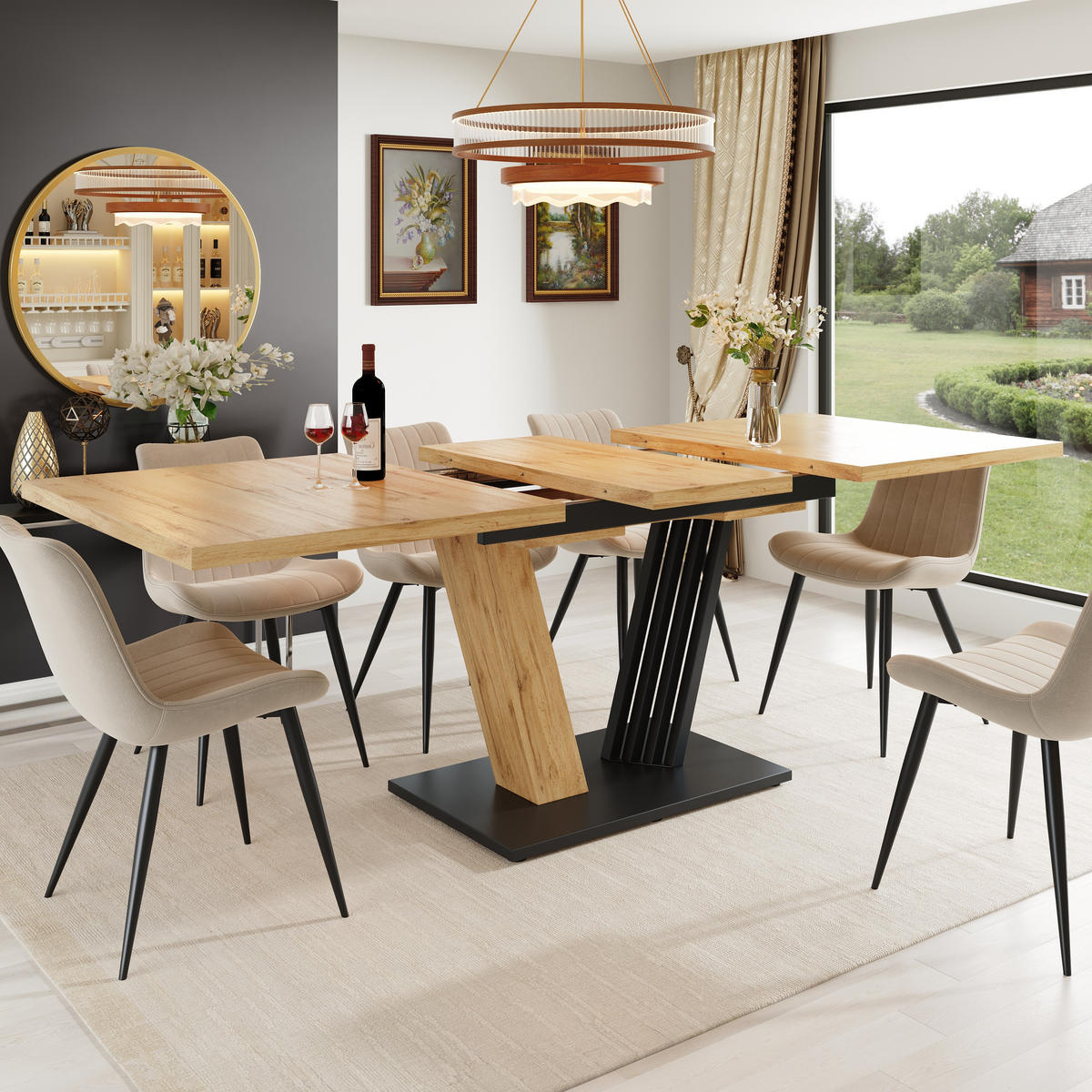 JÍDELNÍ STŮL 120-160x80cm ROZKLÁDACÍ dřevo - přírodní, kov (80/120/76cm) - FLIEKS