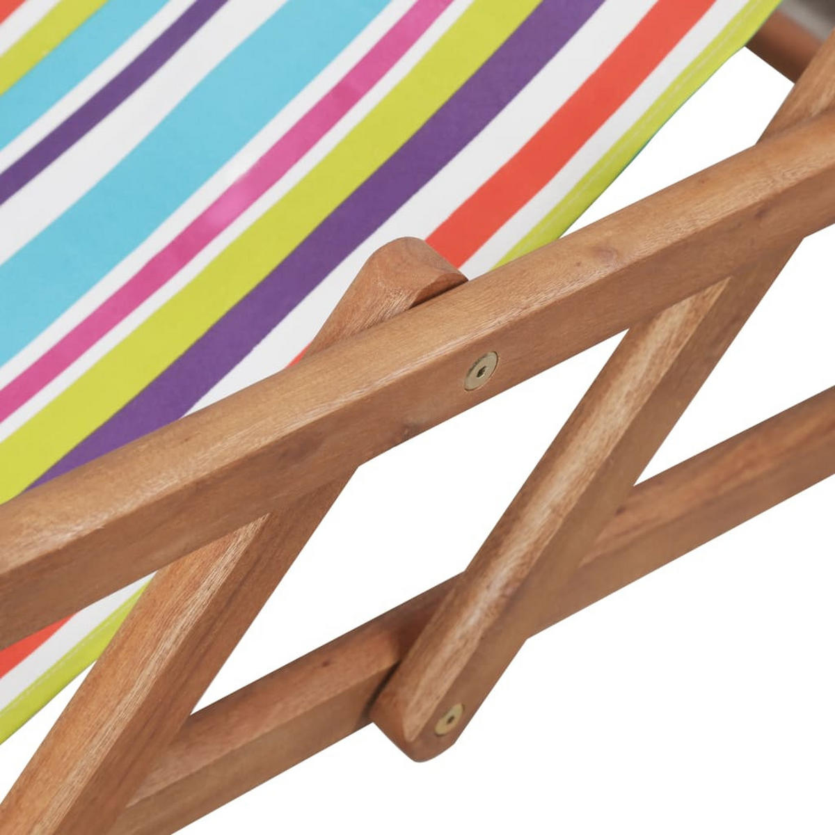 STRANDSTUHL Klappbar Stoff Und Massivholz Mehrfarbig - Multicolor, Holz (60/95/127cm) - vidaXL