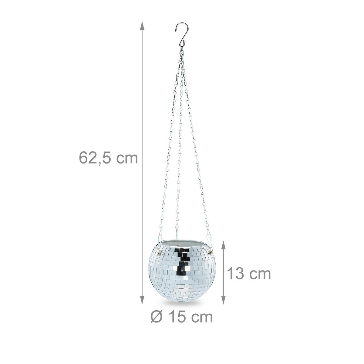 DISCOKUGEL Pflanzentopf - Silberfarben, Glas/Metall (15/13/15cm) - Relaxdays