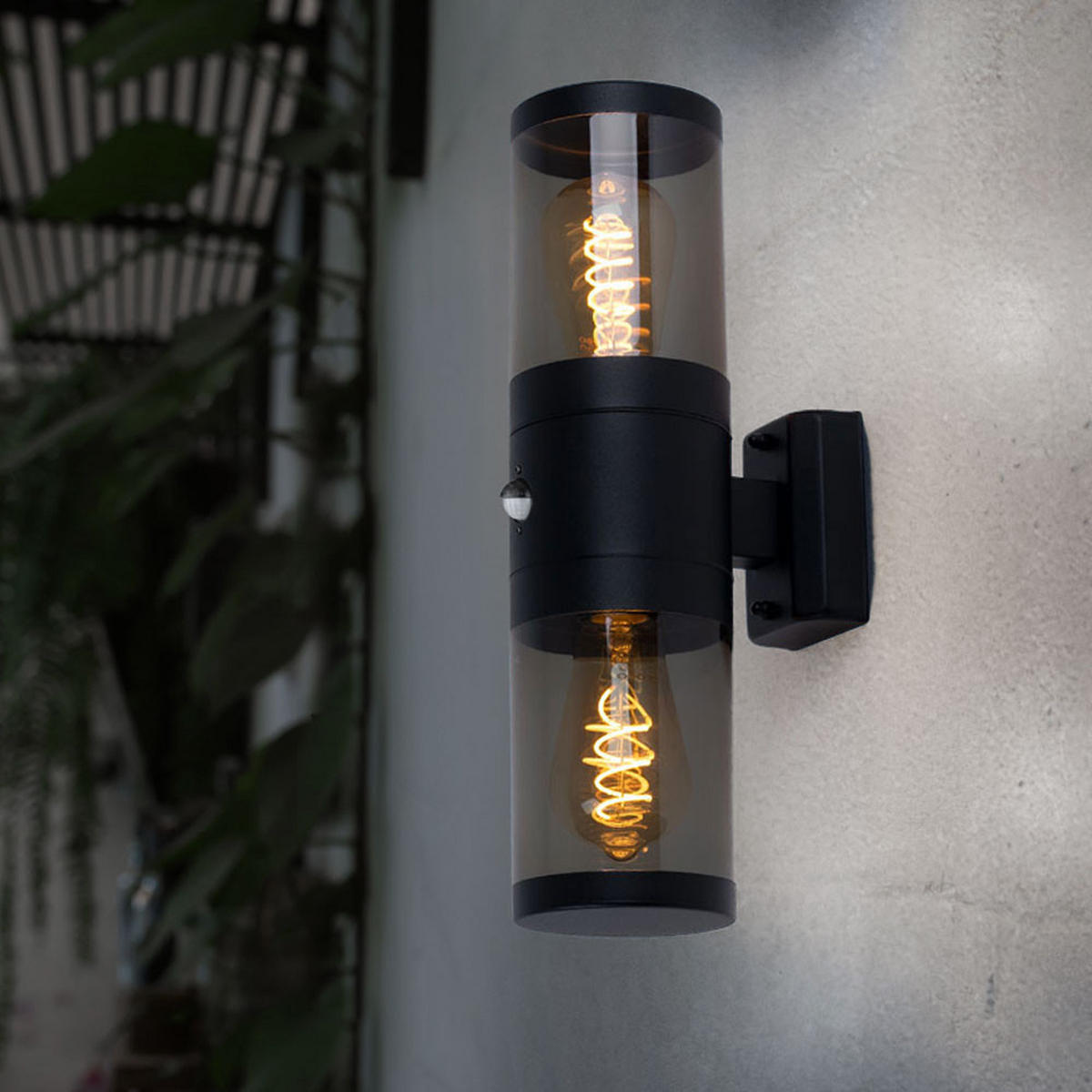 LED AUSSENWANDLEUCHTE Edelstahl Schwarz - Schwarz, Metall (10.2/42/10.2cm) - Globo Lighting