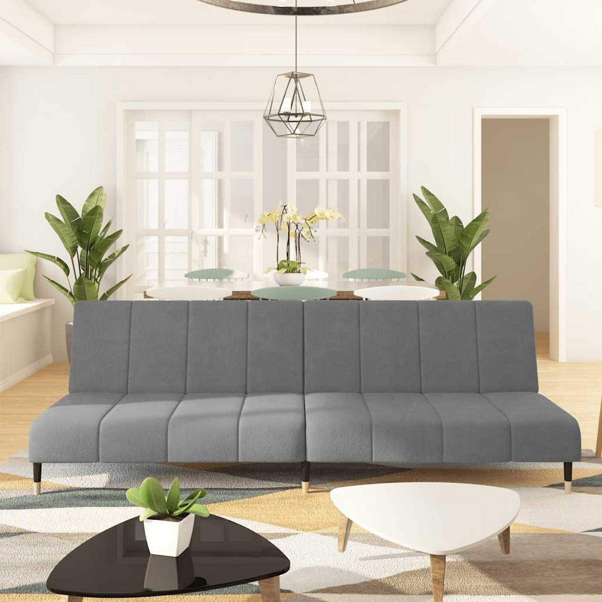 SCHLAFSOFA 2-Sitzer Hellgrau Samt - Hellgrau, Textil (100/69/200cm) - vidaXL