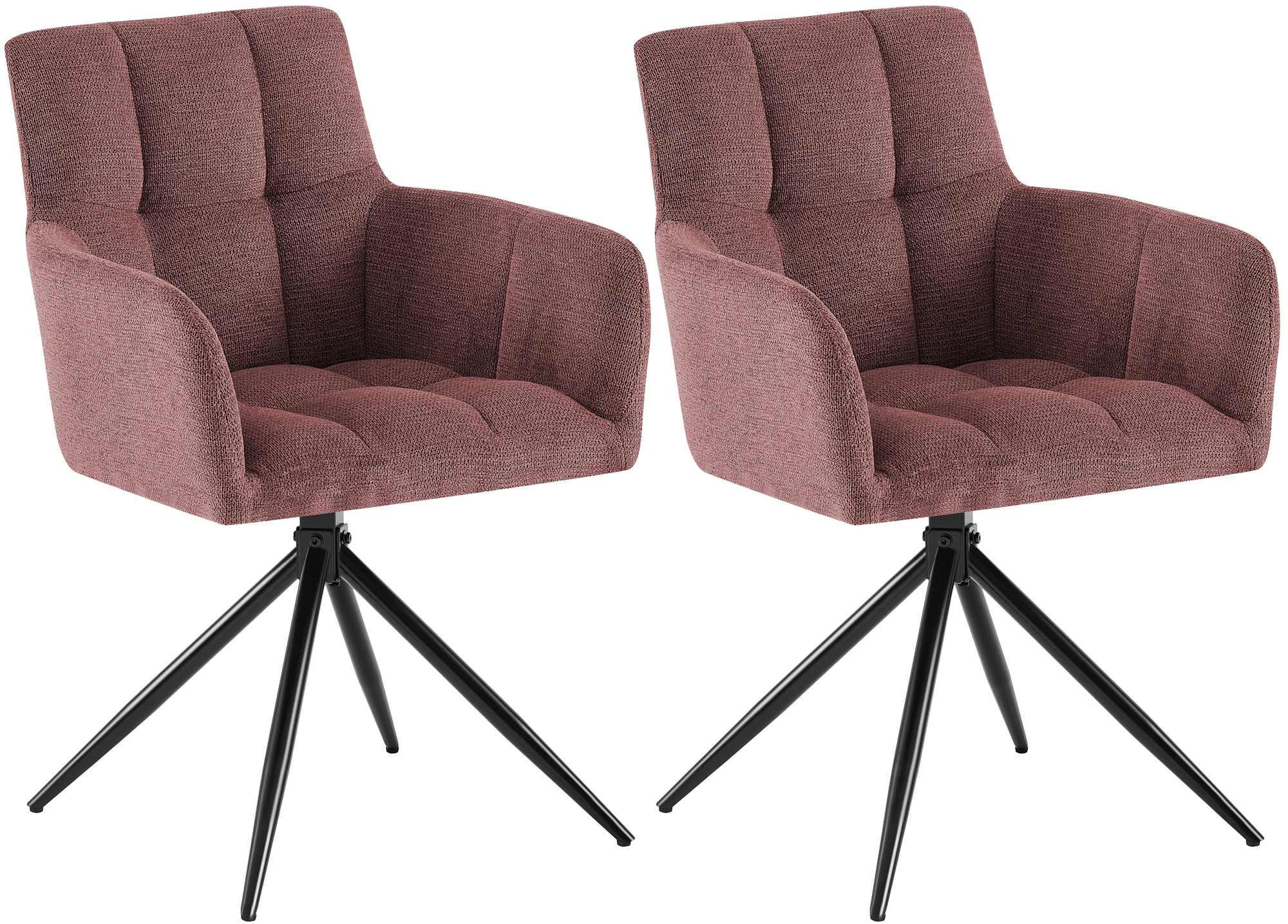 ARMLEHNENSTUHL 2er Set Stoff Rubinrot - Rot/Schwarz, Textil/Metall (59/87/59cm) - CLP