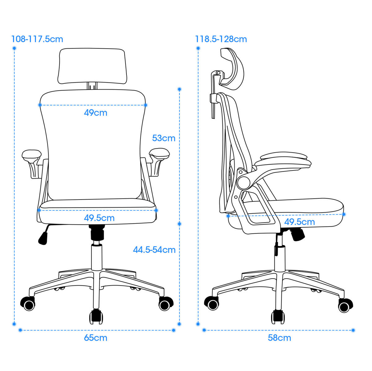 BÜROSTUHL ergonomisch mit Netzrücken Khaki - Braun, Kunststoff (65/108/58cm) - Meubliv