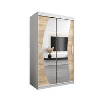 SCHWEBETÜRENSCHRANK 200/120/62 2-türig - Silberfarben/Weiß, Holz/Kunststoff (120/200/62cm) - Abiks Möbel