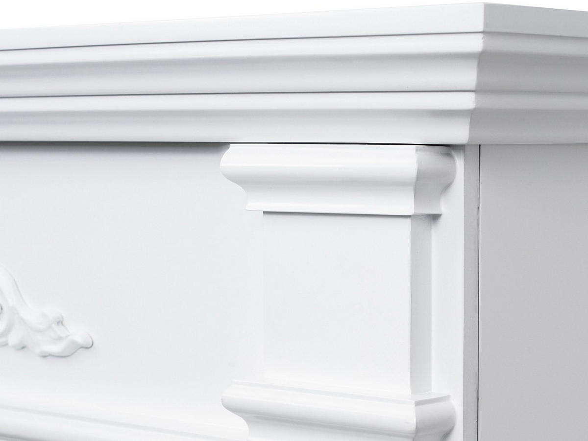KAMIN - 140 x 37 - glas - weiß Otemanu - Weiß, Glas (140/112/37cm) - Vente-Unique