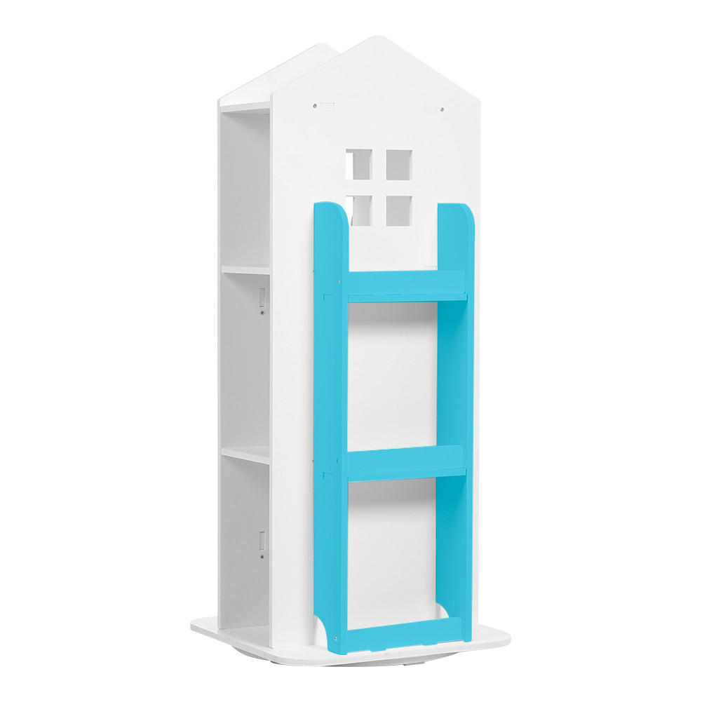 Livingandhome Kinderbücherregal Weiß, Blau 41x96x41 cm