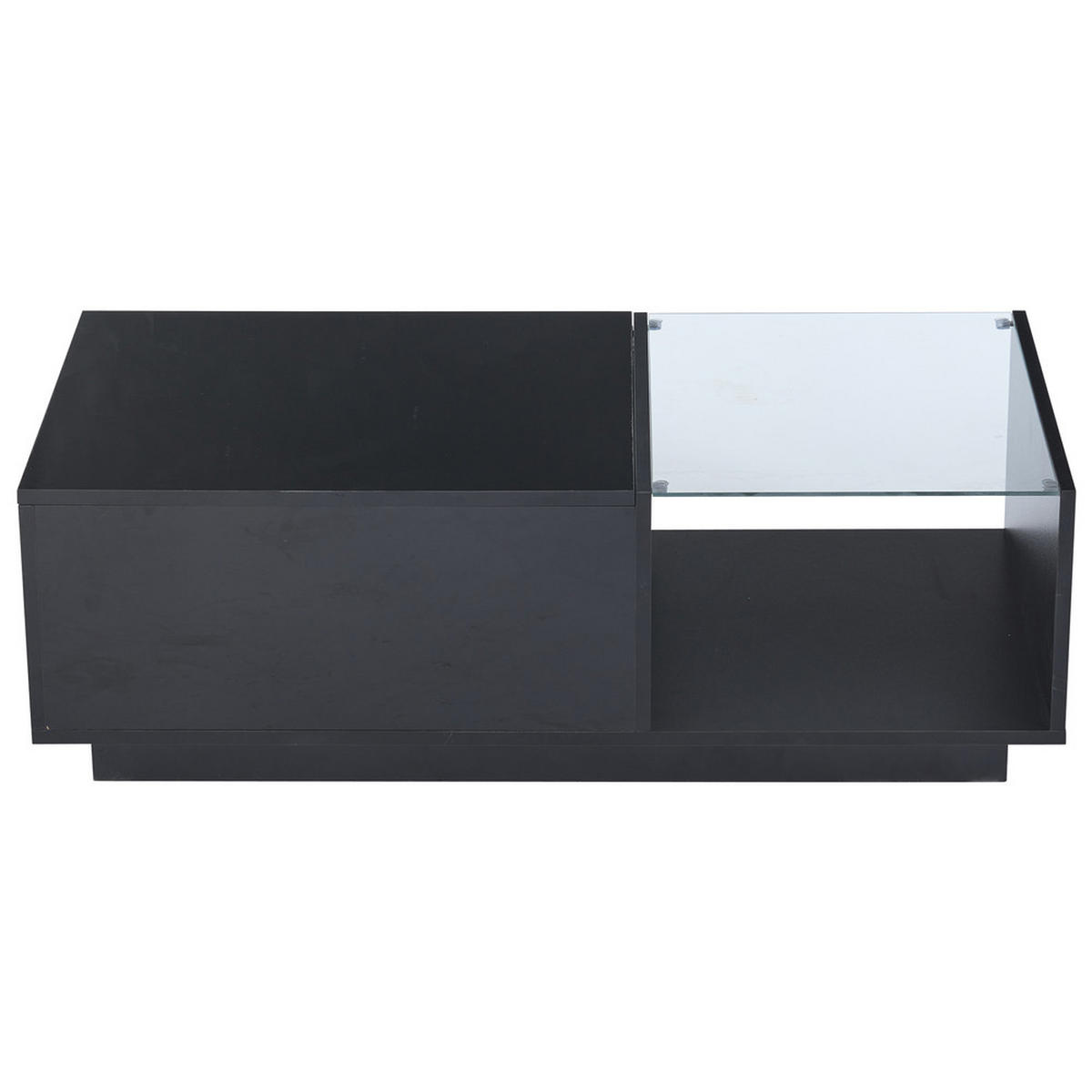 COUCHTISCH 100x50cm LED Höhenverstellbar Schwarz Hochglanz Stauraum - Schwarz, Holz (109.22/57.15/12.7cm) - FLIEKS