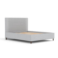 POLSTERBETT Etero Hellgrau 160/200 cm im Webstoff - Wengefarben/Hellgrau, Holz/Holzwerkstoff (160/200cm) - Maison de Reve