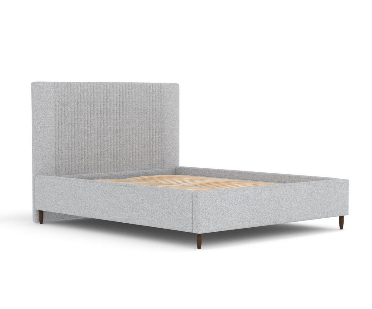 POLSTERBETT Etero Hellgrau 160/200 cm im Webstoff - Wengefarben/Hellgrau, Holz/Holzwerkstoff (160/200cm) - Maison de Reve