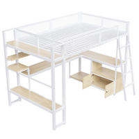 HOCHBETT 140/200 cm DE-03435, mit LED-Beleuchtung und Stauraum, in Weiß - Weiß, Holzwerkstoff/Metall (140/200cm) - ComfortXL