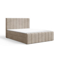 BOXBETT 01 BIS 180 x 200 cm - Manila - Modernes Polsterbett mit Bettkasten inkl. PU-Schaum-Topper und Federmechanismus - Beige, Holz (180/200cm) - ROYAL24_MARKT