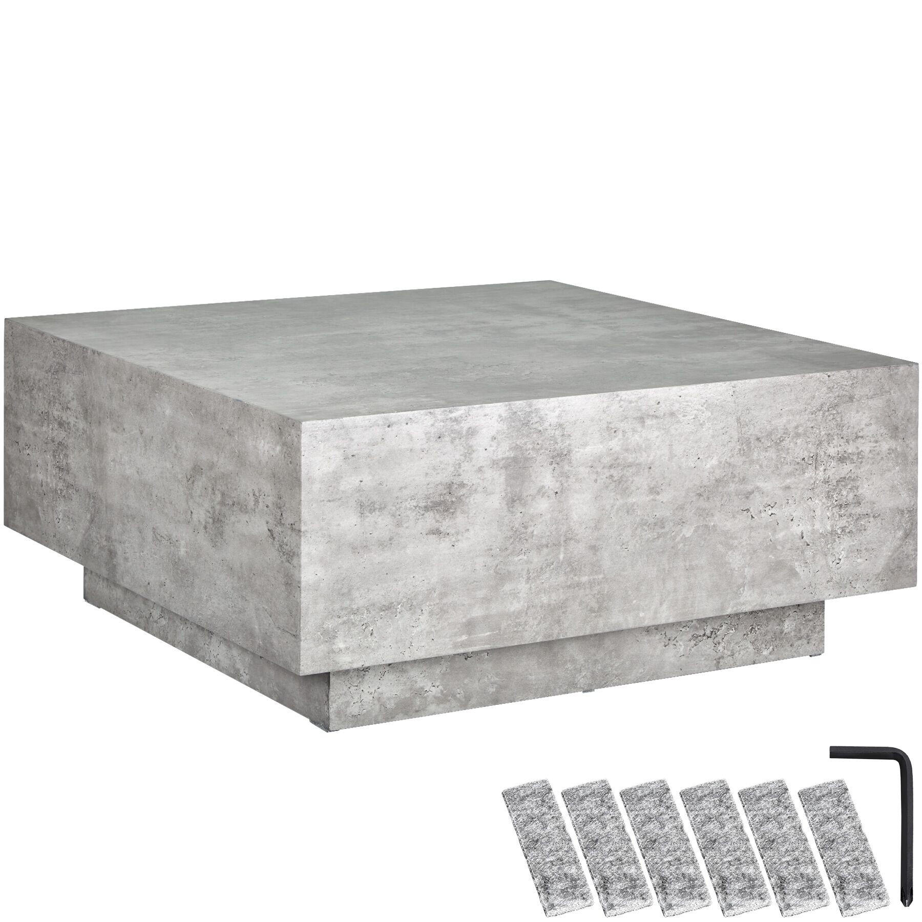 COUCHTISCH Lasley,80 x 80 x 35 cm,Beton Optik - Grau, Holz (80/80/35cm) - tectake