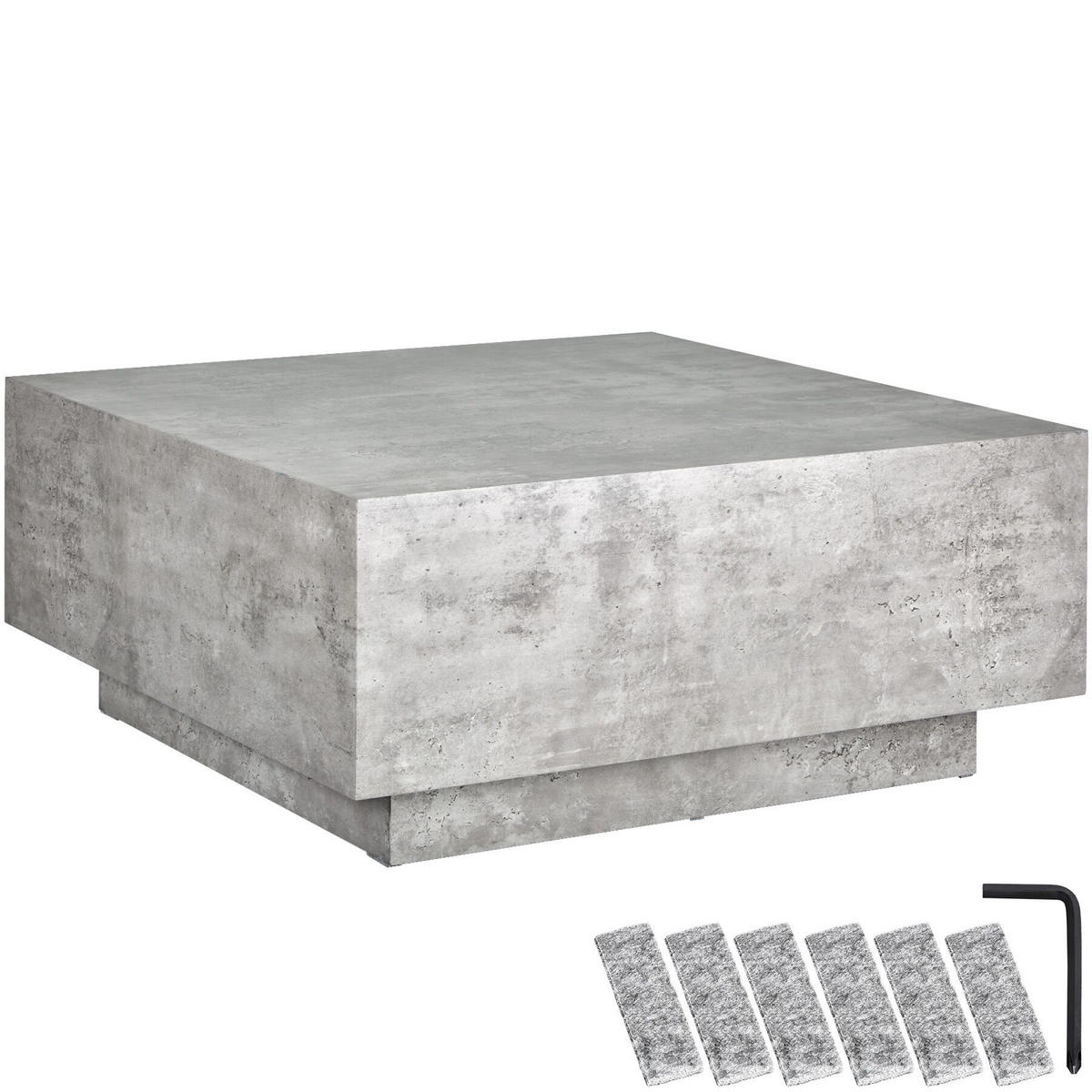 COUCHTISCH Lasley,80 x 80 x 35 cm,Beton Optik - Grau, Holz (80/80/35cm) - tectake