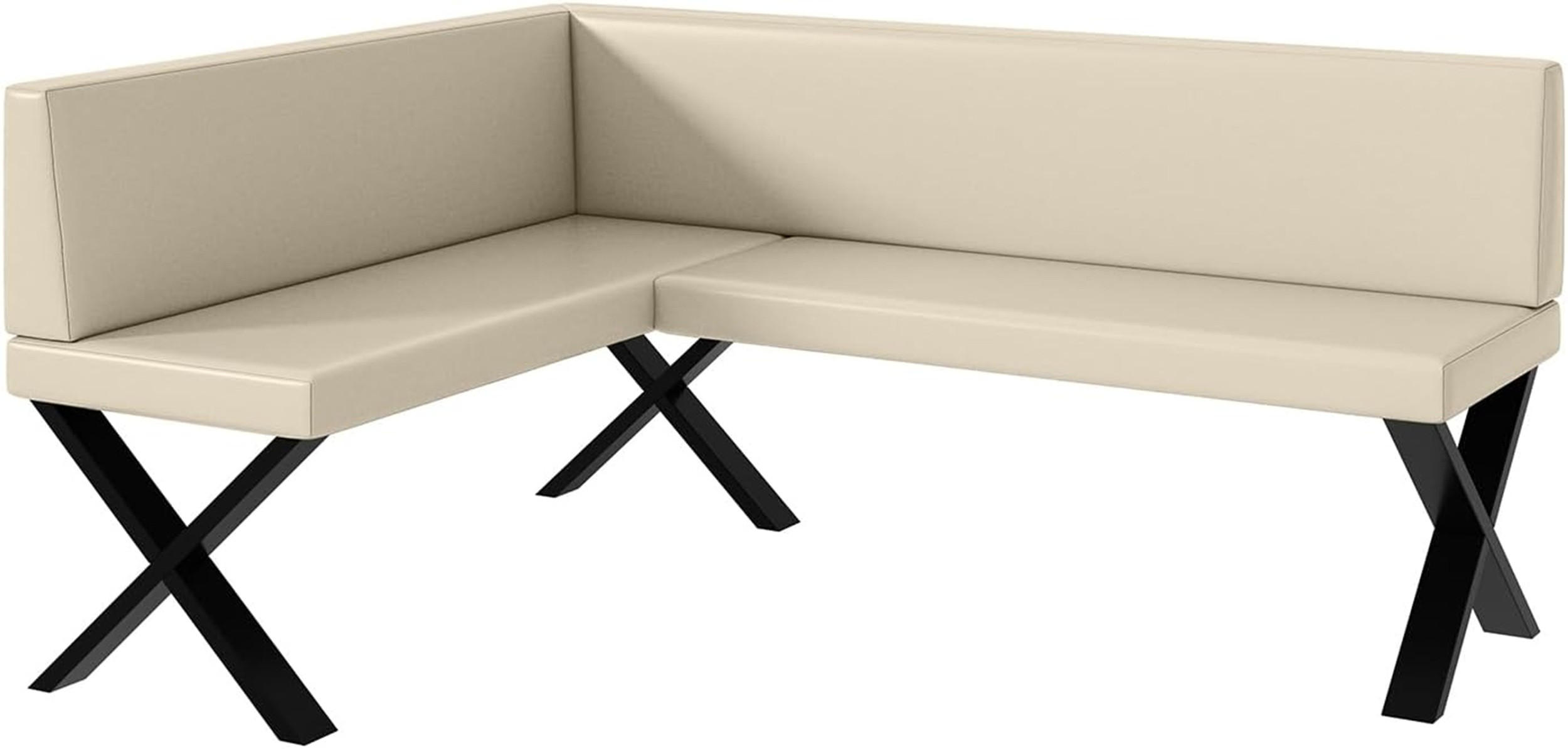 ECKBANK TONI_X - Creme, Leder (128/168cm) - Meblini