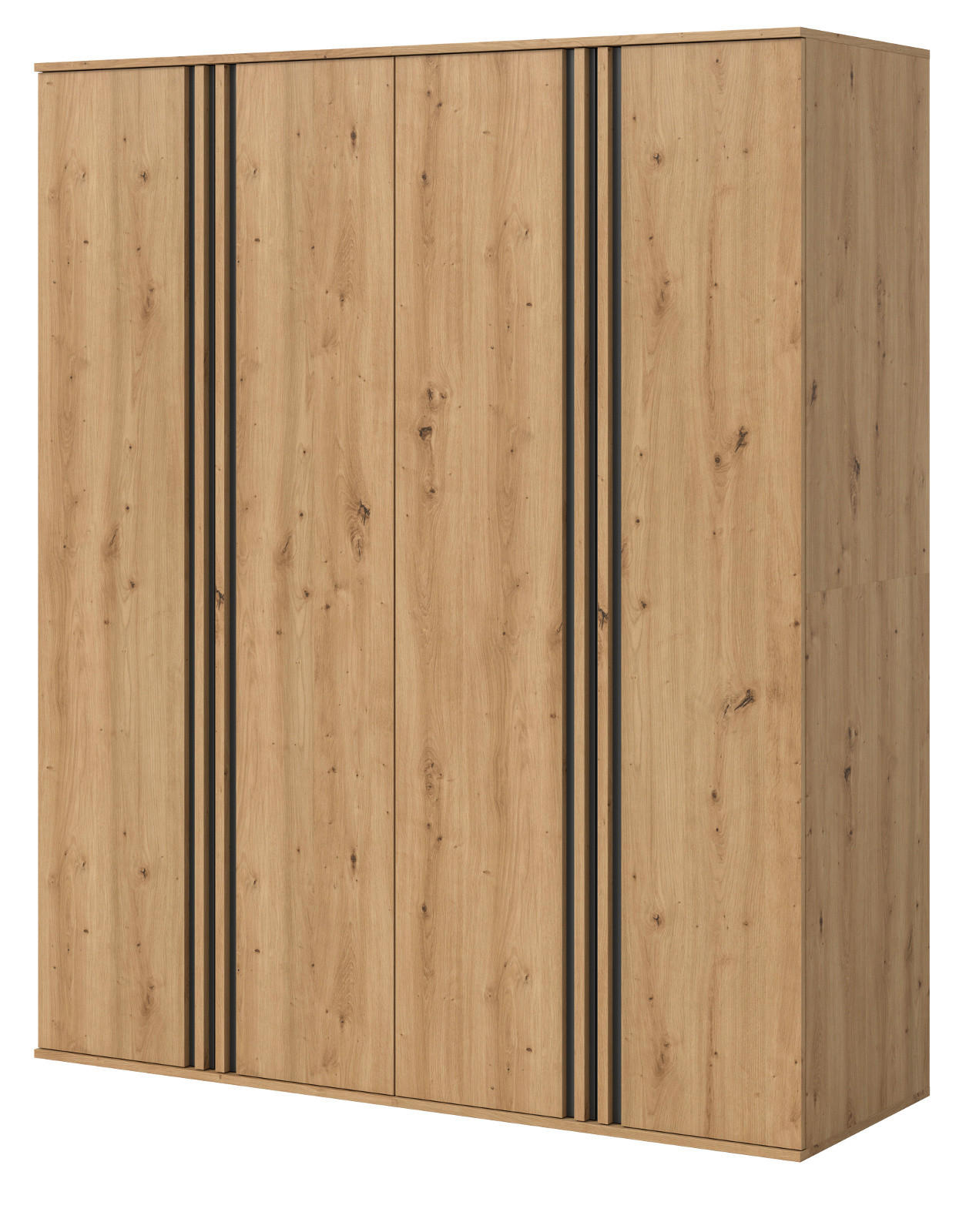 KLEIDERSCHRANK Eiche Artisan, grau 160 x 192 cm, Wäscheschrank 4-türig - Anthrazit/Eiche Artisan, Holzwerkstoff (160/192/56cm) - Inn.Furn