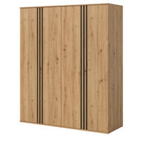 KLEIDERSCHRANK Eiche Artisan, grau 160 x 192 cm, Wäscheschrank 4-türig - Anthrazit/Eiche Artisan, Holzwerkstoff (160/192/56cm) - Inn.Furn