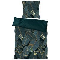 BETTWÄSCHE 2-teilig Monstera - Dunkelgrün, Naturmaterialien (135/200cm) - Sanilo
