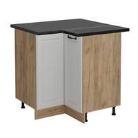 ECKUNTERSCHRANK R-Line Weiß Landhaus 75.6 cm , AP Anthrazit - Honigeiche/Eiche Wotan, Holzwerkstoff (75.6/81.6/60cm) - Vicco