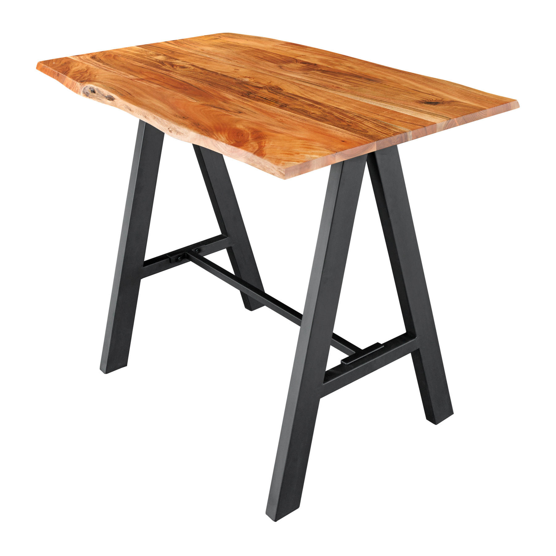 BARTISCH MAMMUT Akazie Natur 120 cm - Schwarz/Naturfarben, Holz/Metall (83/120/106cm) - riess-ambiente