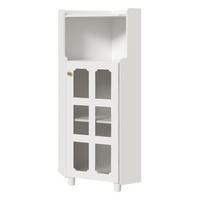 LED-ECKSCHRANK 63.5x16.5x124 cm Weiß aus Spritzglas mit App-LED & 2-in-1 Stauraum - Weiß, Holzwerkstoff (63.5/124/16.5cm) - Modfu