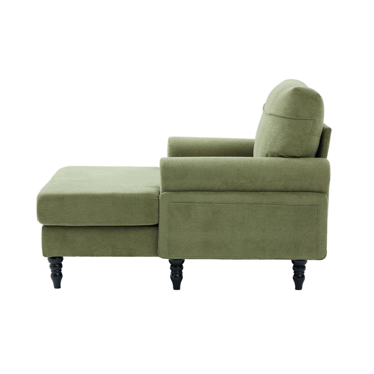 RELAXSESSEL Liege,hochdichte Polsterung,Seitentaschen,Chenille,Grün - Grün, Textil (97/86/125.5cm) - LVHOM