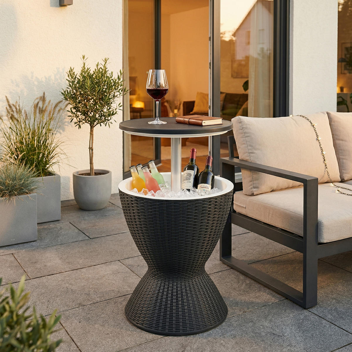 CHLADENÝ STÔL Atessa - čierna, kov/plast (48.5/48.5/58cm) - casa.pro