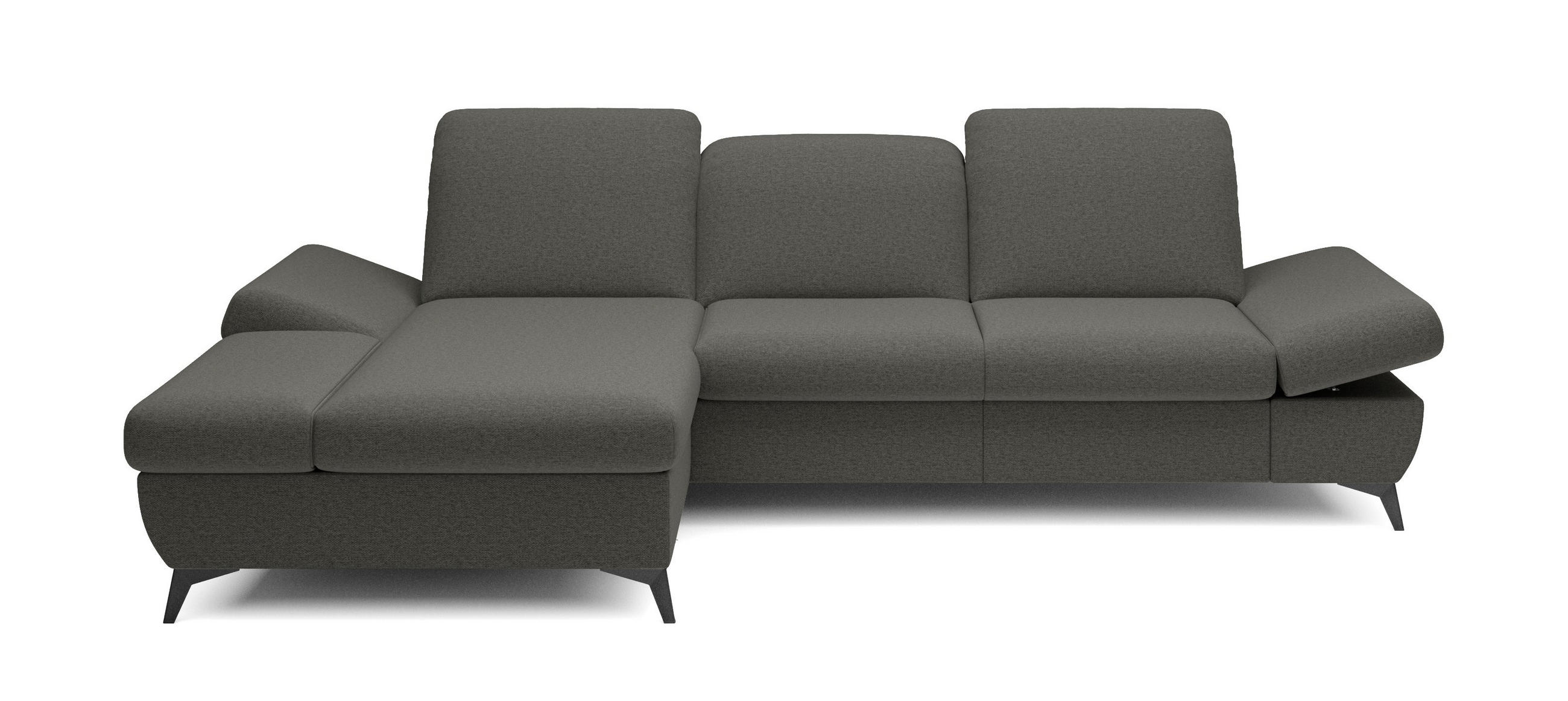 ECKSOFA FELICE L-S Grau Geflochtener Stoff mit Schlaffunktion - Grau, Holz (284/166cm) - MASSENO