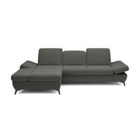 ECKSOFA FELICE L-S Grau Geflochtener Stoff mit Schlaffunktion - Grau, Holz (284/166cm) - MASSENO