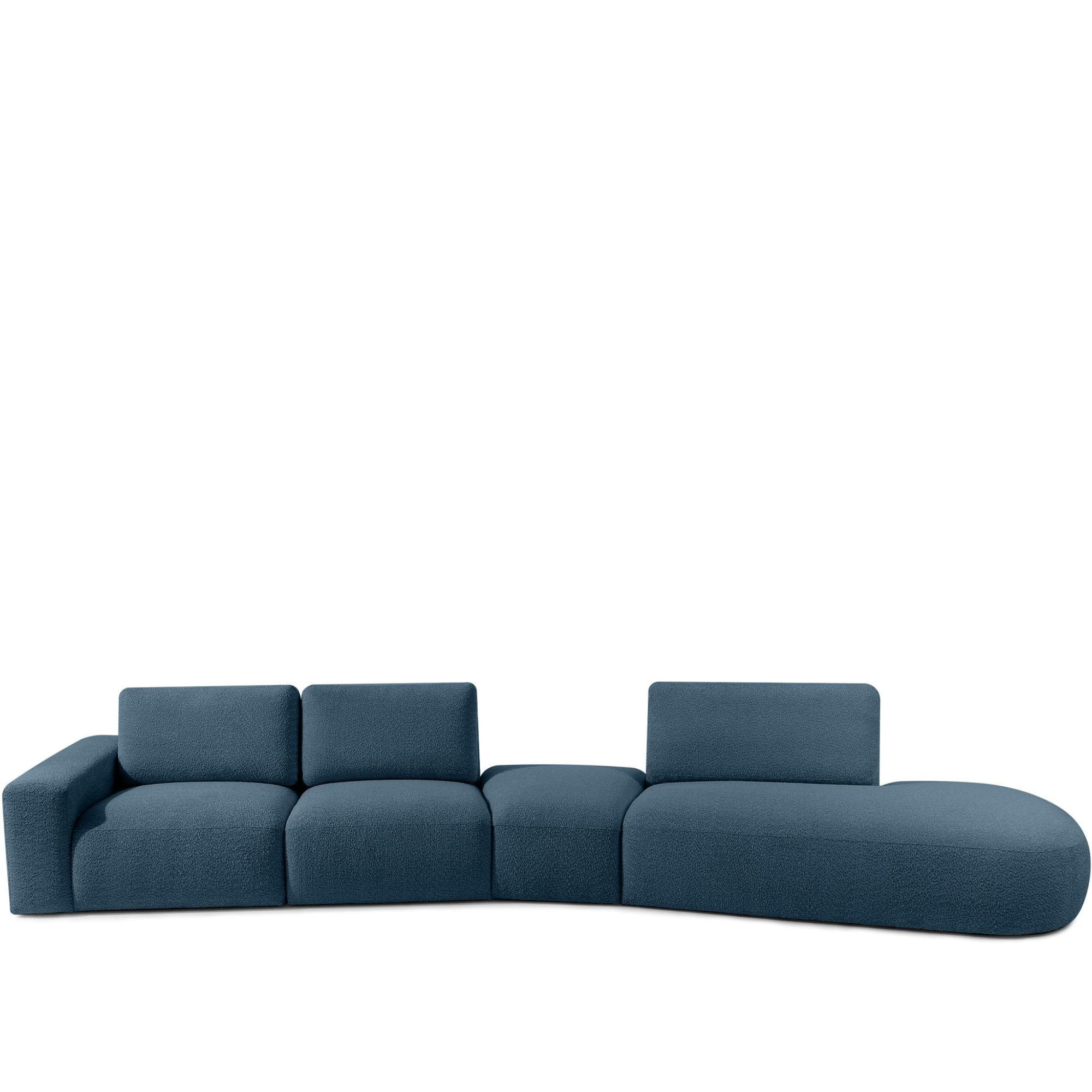 5-SITZER ECKSOFA ZUCCO Boucle rechts, Nachtblau - Dunkelblau, Textil (430/84/105cm) - KONSIMO®