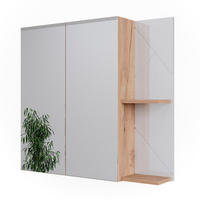 BADSPIEGELSCHRANK Irma Goldkraft Eiche/Weiß Hochglanz 80 x 75 cm - Weiß Hochglanz/Eiche Wotan, Holzwerkstoff (80/75/17.2cm) - Vicco
