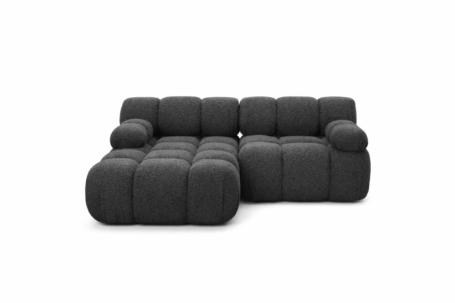 ECKSOFA L-form Mini Modular, Bouclé-Stoff Abriamo, Graphit, Links, Selia - Graphitfarben, Holz (190/160cm) - Kaiser Möbel
