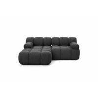 ECKSOFA L-form Mini Modular, Bouclé-Stoff Abriamo, Graphit, Links, Selia - Graphitfarben, Holz (190/160cm) - Kaiser Möbel