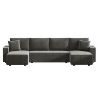 PANORAMA-SCHLAFSOFA salisbury anthrazit 6-sitzer cord - Grau, Holz (318/82/142cm) - Concept Usine