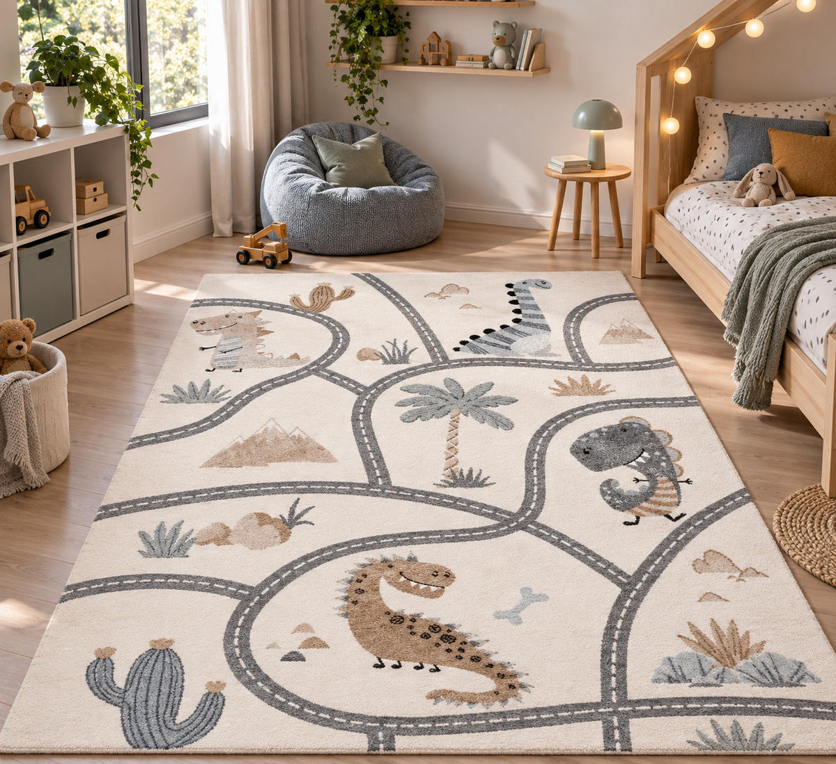 KINDER TEPPICH MAUI KIDS DINO STRASSENTEPPICH - Beige, Textil (160/230cm) - Pergamon